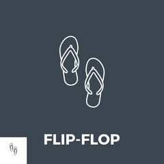 Flip-Flop Line Related Vector Icon. Isolated on Black Background.
