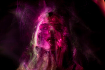 lightpainting portrait, new art direction, long exposure photo without photoshop, light drawing at long exposure	