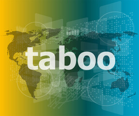 security concept: words taboo is a marketing on digital screen