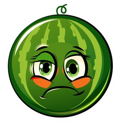 Watermelon cartoon. Comical face. Vector illustration. Fruit with eyes.
