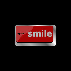 Computer keyboard with smile words on key - business concept