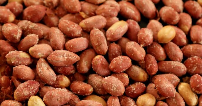 Salted peanut rotating close up shot