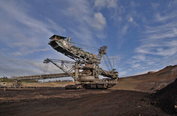 Fototapeta na wymiar Dredge working in an open cut brown coal mine in Victoria Australia