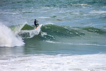 surfing in the waves