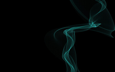 Dark abstract background with a glowing abstract waves