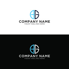 Creative Elegant Trendy Unique Artistic Black and Gold color GA or AG Initial Based Alphabet Icon Logo Design