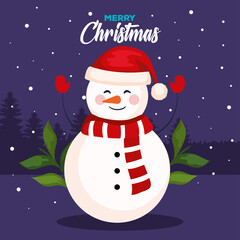 christmas snowman, banner of new year and merry christmas celebration vector illustration design