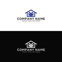 Vector logo design template of pine trees and house that made from a simple scratch. it's good for symbolize a property or housing business