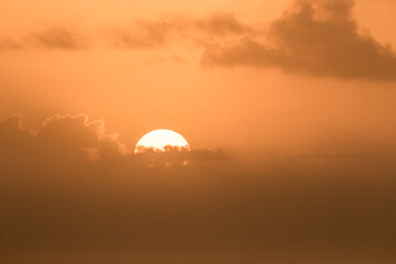 Sunrise on a foggy beach on Amelia Island, Florida