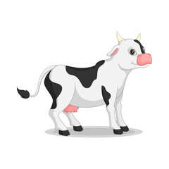 Cartoon funny cow isolated on white background