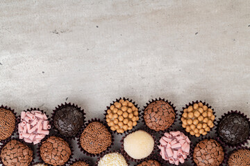 Typical brazilian brigadeiros, various flavors with room for text