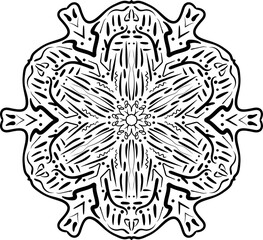 Mandala Circle Pattern Isolated on White. Abstract pattern . Retro black and white texture