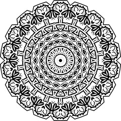 Mandala Circle Pattern Isolated on White. Abstract pattern . Retro black and white texture