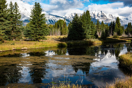 Water reflections in the Grand Tetons in summer. © bettys4240