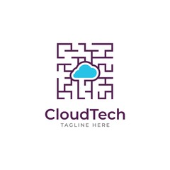 Cloud technology logo design vector template