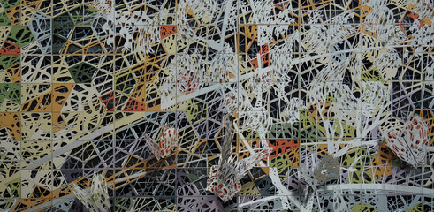 Modern and Artistic Facade Metal Cladding. Perplexed metal net. 