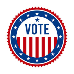 2020 Presidential Election Vote Badge - United States of America. USA Patriotic Stars and Stripes. American Democratic / Republican Support Pin, Emblem, Stamp or Button. November 3