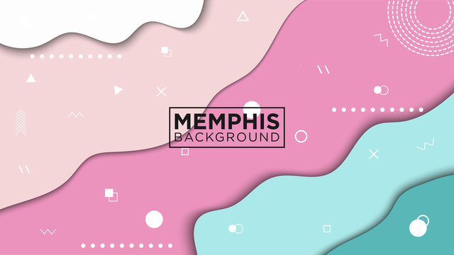 Modern Memphis with pastel color background isolated, pastel paper art vector images
