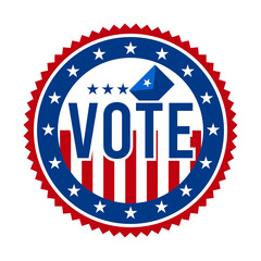 2020 Presidential Election Vote Badge - United States of America. USA Patriotic Stars and Stripes. American Democratic / Republican Support Pin, Emblem, Stamp or Button. November 3