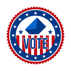 2020 Presidential Election Vote Badge - United States of America. USA Patriotic Stars and Stripes. American Democratic / Republican Support Pin, Emblem, Stamp or Button. November 3