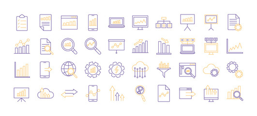 Data analysis line style symbol set vector design