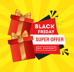 black friday with gifts design, sale offer save and shopping theme Vector illustration