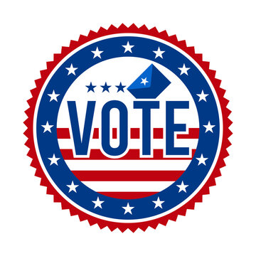 2020 Presidential Election Vote Badge - United States of America. USA Patriotic Stars and Stripes. American Democratic / Republican Support Pin, Emblem, Stamp or Button. November 3