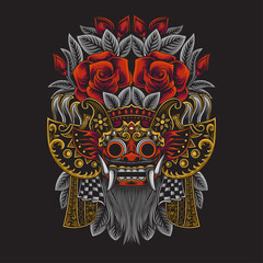 Barong illustration of indonesian balinese culture