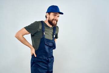 Worker man with box delivery packing work service