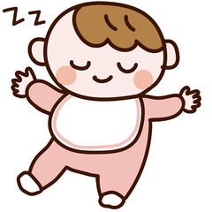 すやすや眠る赤ちゃん_ピンク