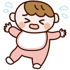 泣きじゃくる赤ちゃん_ピンク