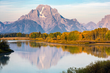 Landscape view of the fall colors in Grand Teton National Park (Wyoming).