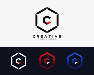 Letter C vector line hexagon logo design template. Elegant, modern and universal geometric logotype symbol. Vector illustration
