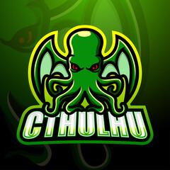 Green cthulhu mascot esport logo design