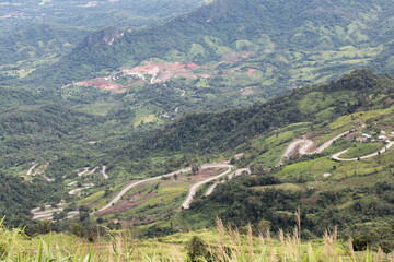 Views of the mountains and the road leading up