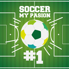 Soccer field background. Soccer balloon - Vecrtor illustration