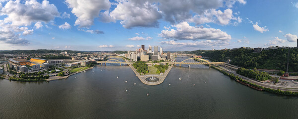 view of the city of the river, point pittsburgh - obrazy, fototapety, plakaty