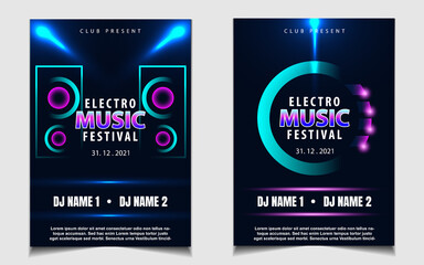 Night dance party music layout design template background with dynamic gradient style. Colorful electro style vector for concert disco, club party, event flyer invitation, cover festival poster