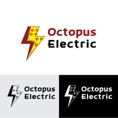 Octopus Electric Logo Design Template