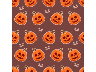 Halloween seamless pattern pumpkins. Cartoon characters halloween illustration. Vector pattern for paper background vector