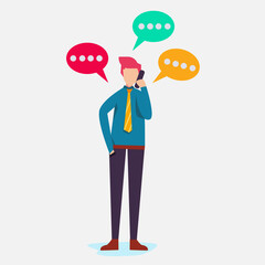 businessman talk on smartphone vector illustration in flat style