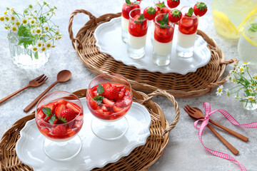 ぷるぷるパンナコッタ　いちごのソース