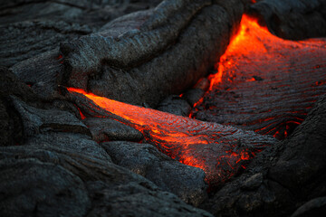 Volcanic lava flow, Hawaii