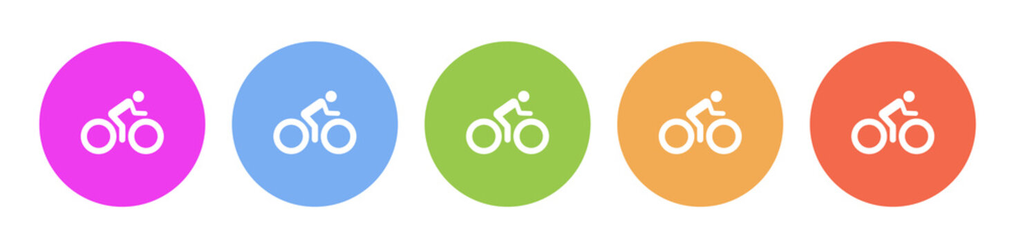 Multi Colored Flat Icons On Round Backgrounds. Bike, Man Multicolor Circle Vector Icon