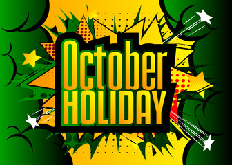 Comic book Halloween holiday presentation template. Vector graphic for celebration presentation slide, banners and web design with cartoon elements.