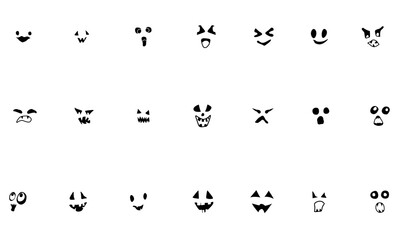 Set of Ghost Face Vector Illustration Silhouette 