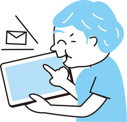 シニア女性　iPad　メール