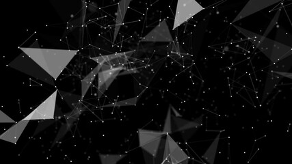 Abstract composition with connecting dots and lines and triangles Loop backround. Plexus effect. Cyber Digital data Visualization Network Polygon Connection Structure. Science Medical Technology - Powered by Adobe