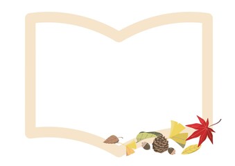 読書の秋　フレーム　白抜き