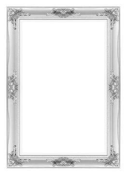 silver picture frame. Isolated on white background